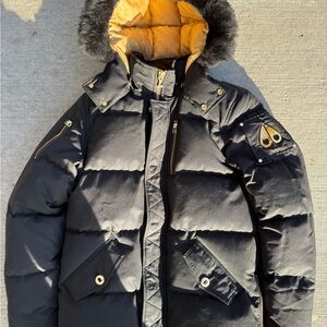 Moose Knuckles Black Jacket with Colorful Embroidery